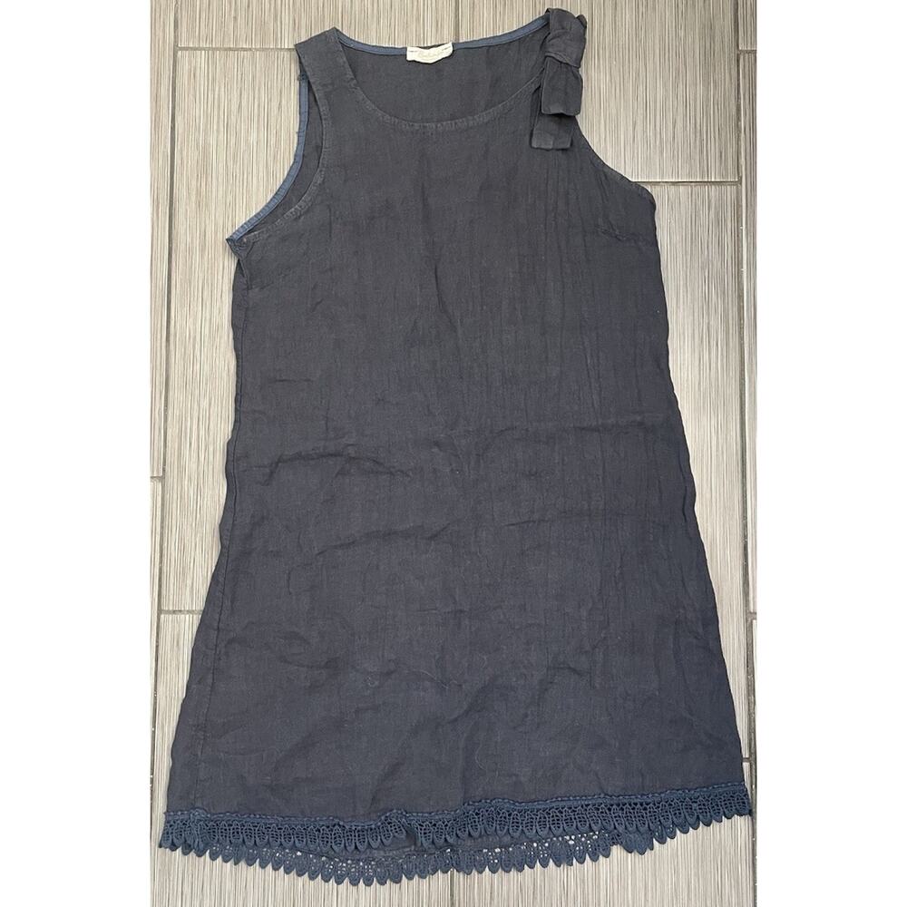 Bellambra Women’s Linen Dress Navy Blue Size Small Made In Italy Lightweight